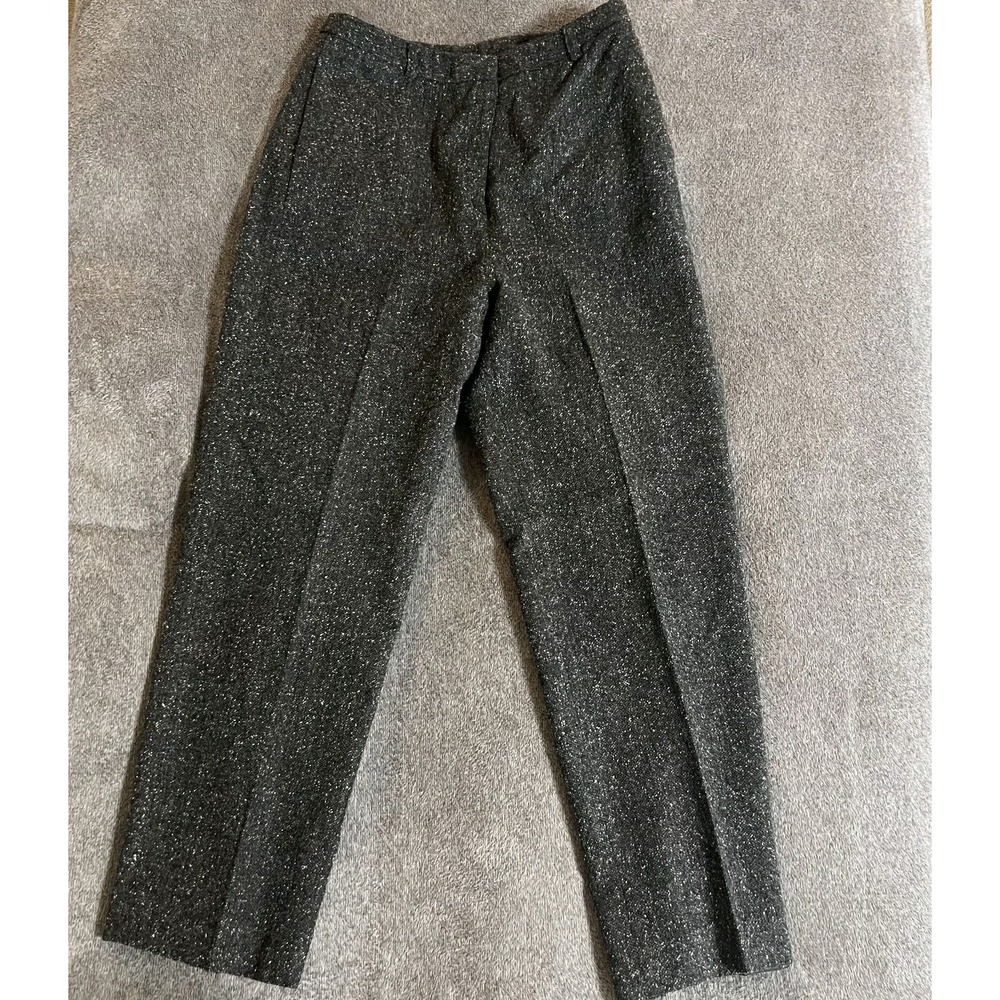 Vintage Willi Smith Womens Grey Wool Blend Tweed Trousers Made in Italy Size 8